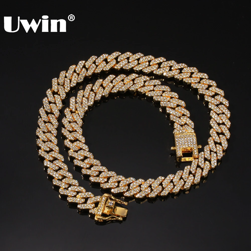 UWIN – collier hip hop Miami cubain pour hommes, Micro pavé, 12mm, s-link, strass glacés, bijoux à la mode, livraison directe