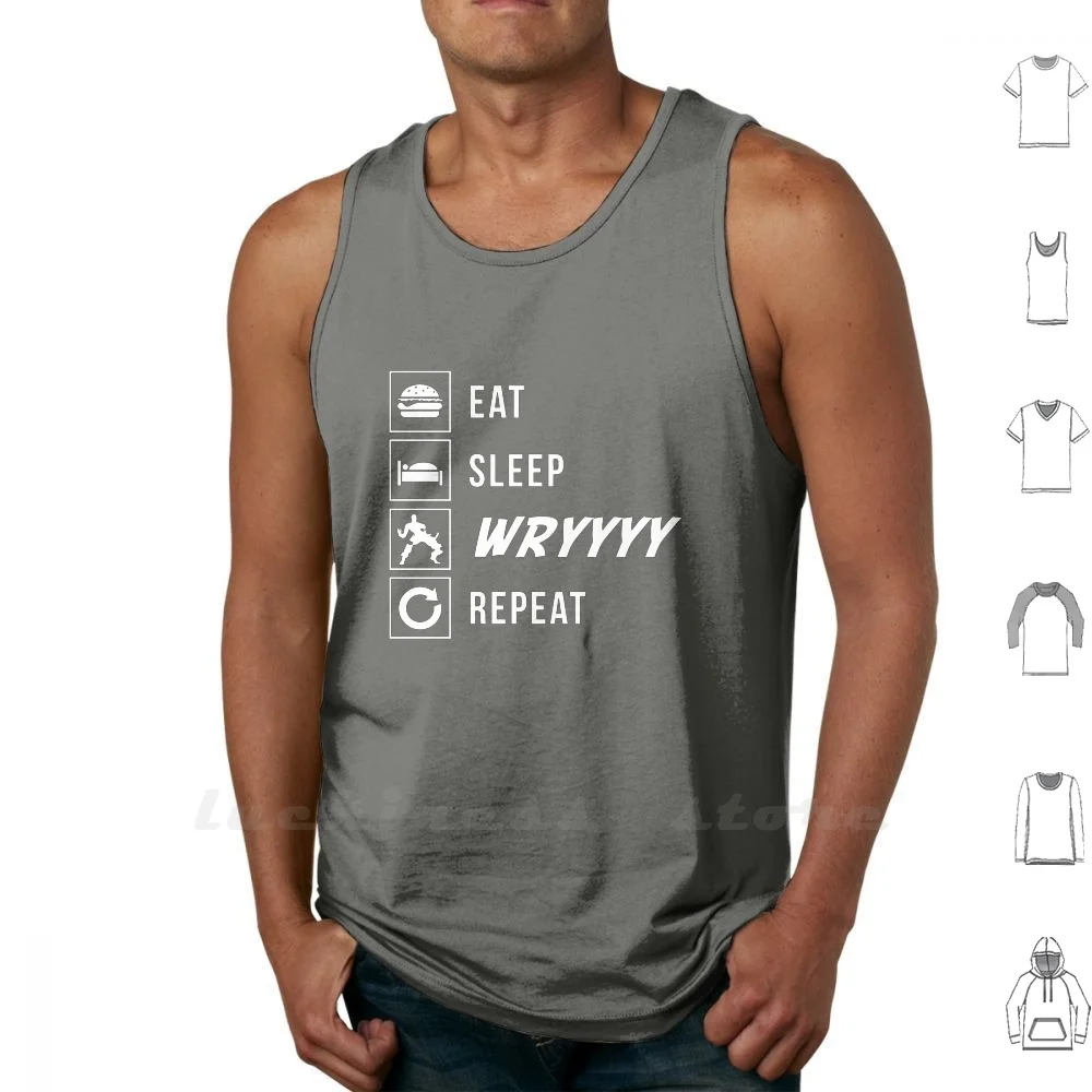 Eat Sleep Wryyyy Repeat Sleeveless Tank Top Vest Cotton Manga Anime Eat Sleep Repeat Parody Jojos Bizarre Adventure Dio Brando