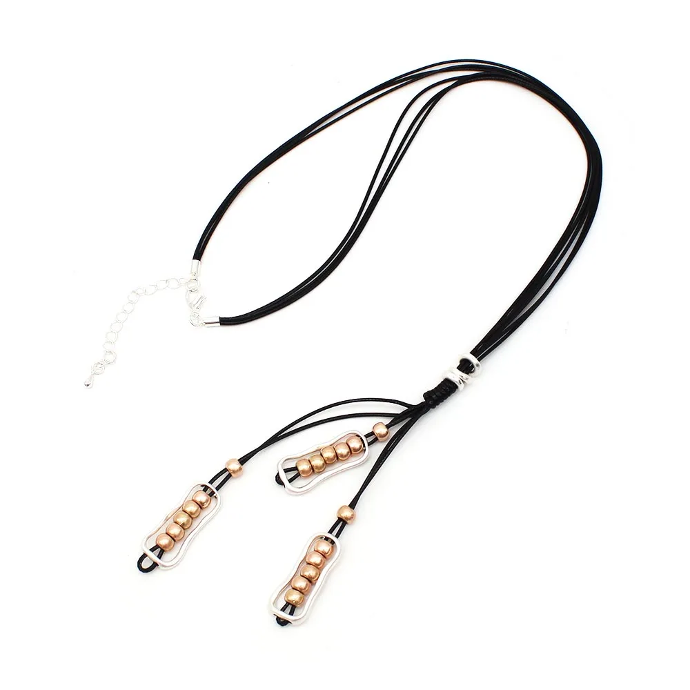 TOTABC New Silver Color Round Pendant Adjustable Black Rope Cord Necklace for Women Short Leather Choker Collar Gift Jewelry