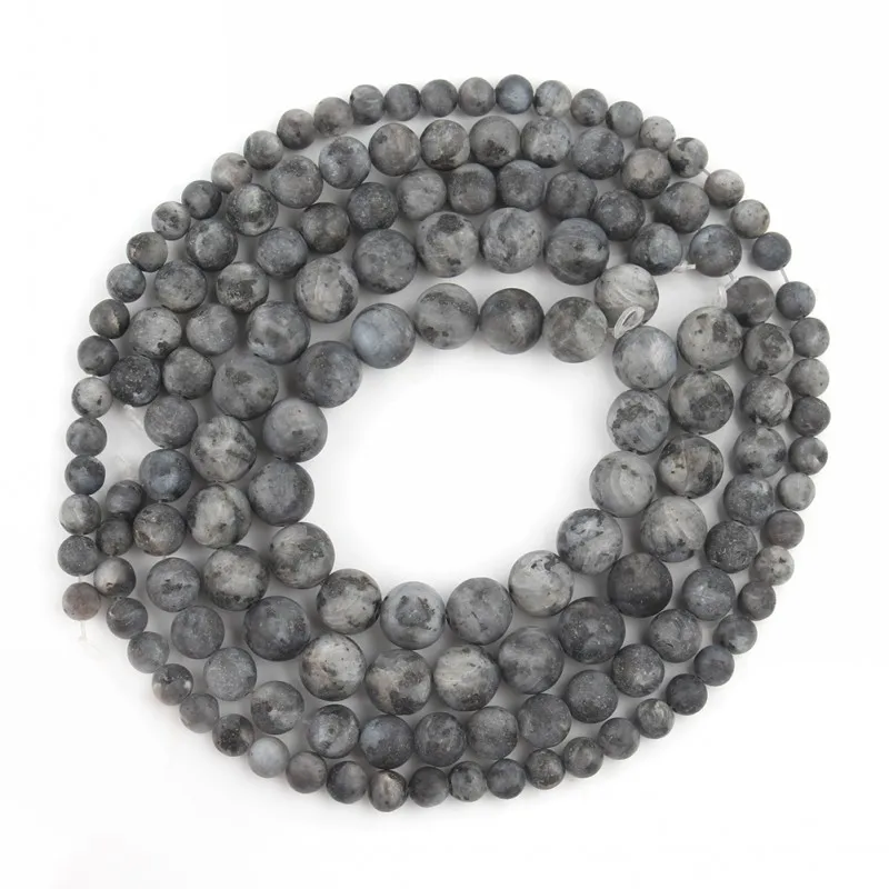Natural Matte Black Labradorite Stone Beads For DIY Jewelry Making 4 6 8 10 12mm Round Loose Beads Bracelet Accessories 15\'\'