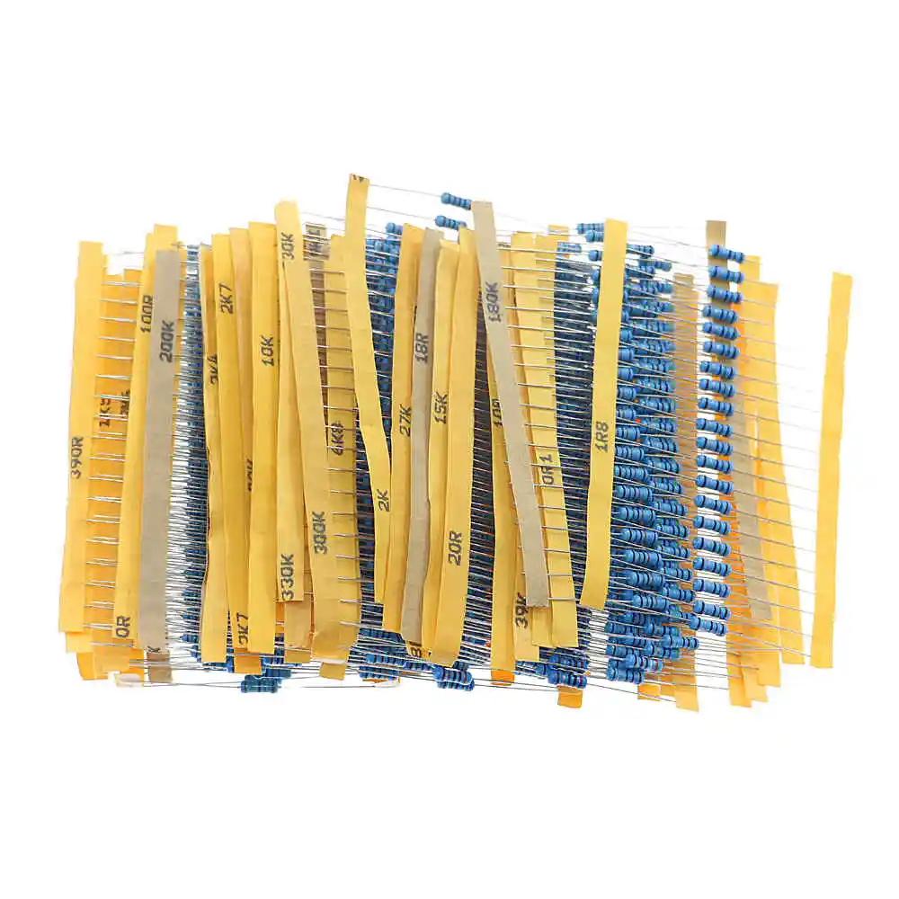 1000Pcs 50Values x 20pcs 1% 0.1 ohm~4.7M ohm 1/2W 0.5W Metal Film Resistor Assorted Kit set package