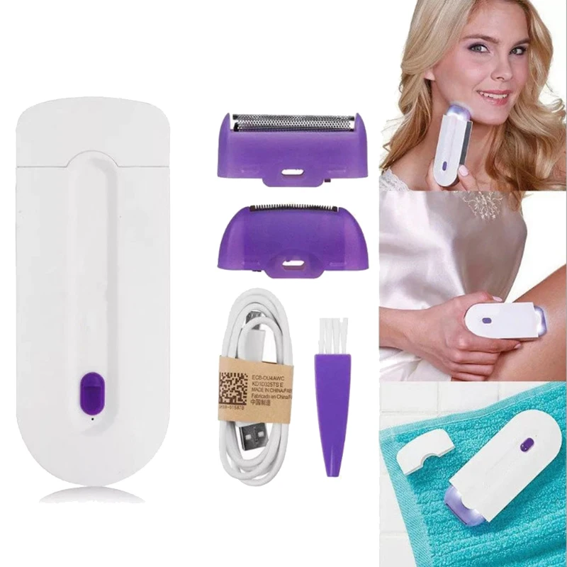 Professional Painless Hair USB Remover Arms Calf Epilator Rechargeable 2 in 1 Women Body Face Leg Bikini Hand Shaving Depilator