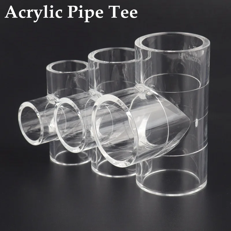 

10pcs I.D 20~32mm Transparent Thicken Acrylic Pipe Tee Connectors Fish Tank Pipe Fittings Organic Glass Tube And Fittings