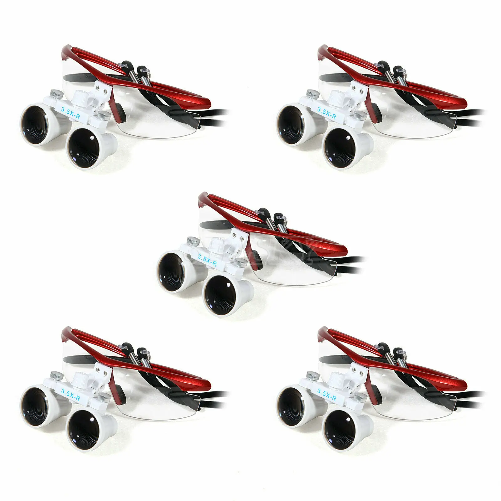 5 PCS 3.5x Dental Medical Surgical Binocular Loupes Magnify Glasses for Dentist Clinic Red color