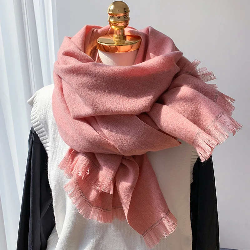 

New Woman Winter Scarf Fashion Female Shawls Explosion Artificial Cashmere Handfeeling Wraps Solid Color Hijab Scarves All-Match