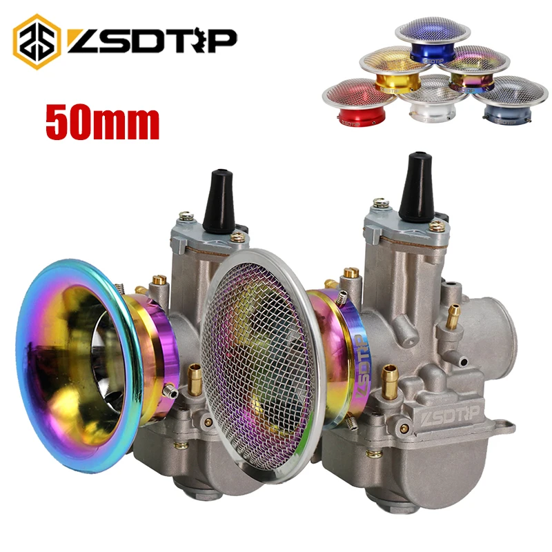 Filtro de aire ZSDTRP para motocicleta, 50mm, para KEIHIN PWK 21 24 26 28 30mm PE 28 30mm, taza de filtro de aire de carburador modificado con red