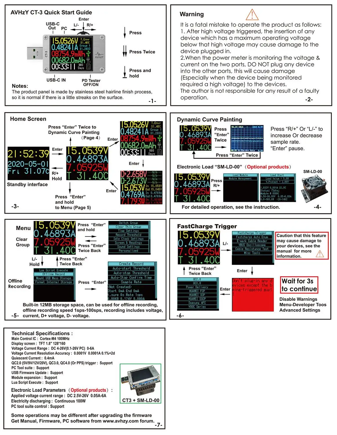 AVHzY USB 3.1 miernik cyfrowy multimetr miernik prądu czujnik napięcia Lua tłumacz zintegrowany DC 26V 6A AVHzY CT3