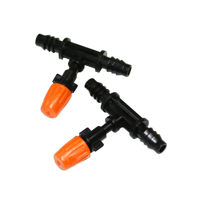 

10pcs Atomizing Nozzle Orange T-shaped Hose Sprinkler Irrigation Nozzle Atomization Nozzle Garden Irrigation System Fittings