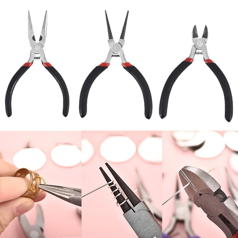 Jewelry Making Pliers Tools Carbon-Hardened Steel Round Nose End Cutting DIY Equipment Pincers Fit Handcraft Beadwork Repair