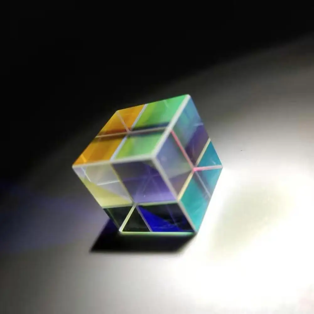 Color glass Cube Photographic prism 15mm  Creative Crystal Teaching  Light Gift Laser Dichroic