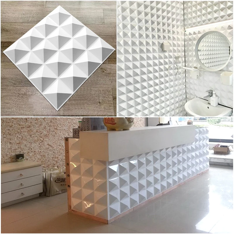 30cm Decorative 3D Wall Panel wave Diamond Design Non self-adhesive plastic tile 3D wall sticker living room Bathroom wall paper