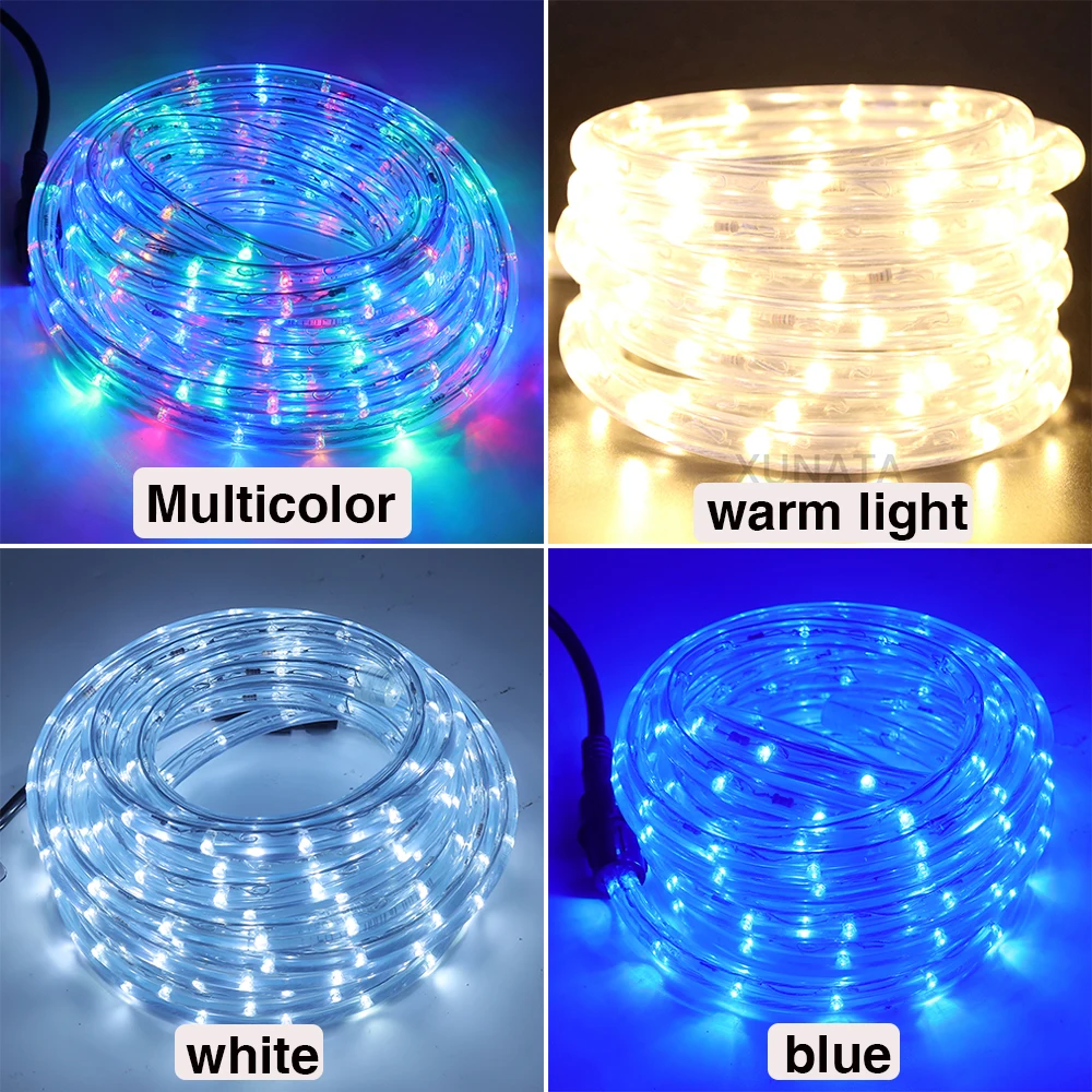 EU 220V LED Strip Waterproof Outdoor Garden 360 Degree Ligthing LED Rope Tube Lamp Multi Rainbow Fairy Lights Neon Strip