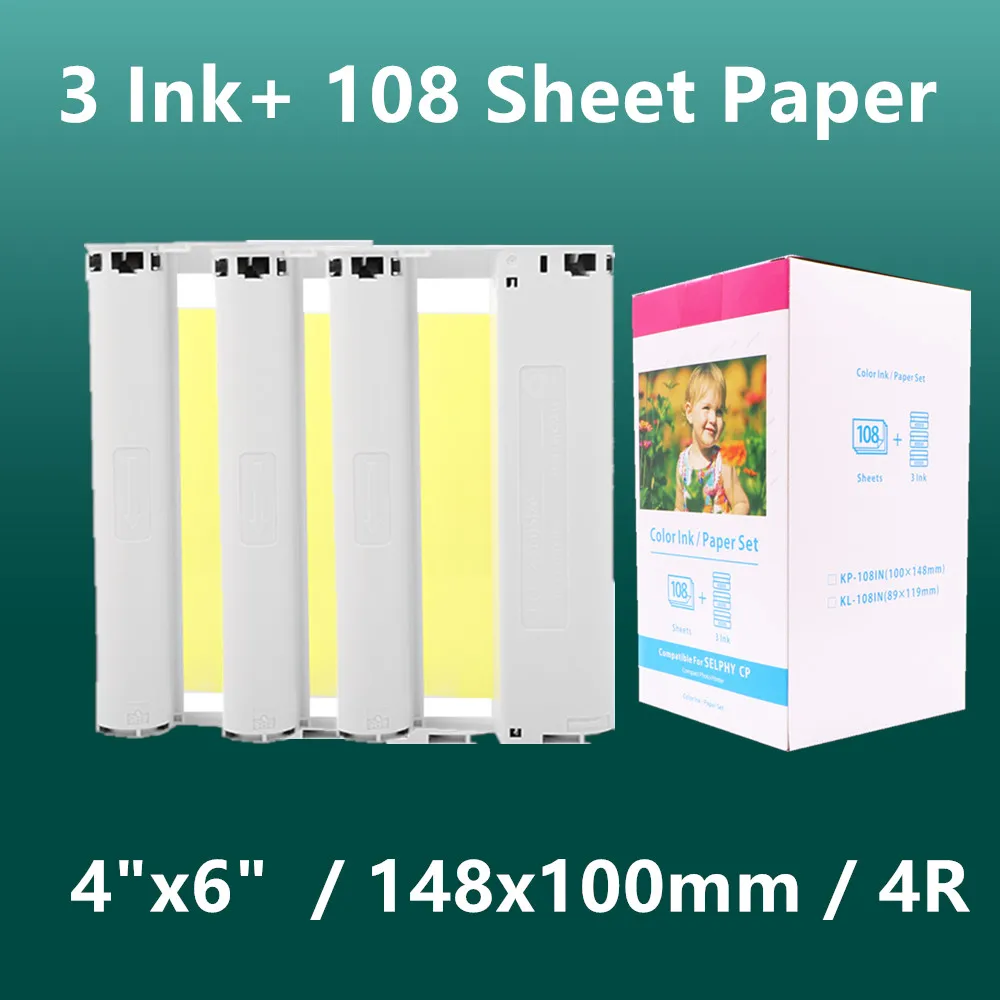 for Canon SELPHY CP1200 CP1300 CP910 CP900 CP820 ES1 ES2 ES30 CP100 CP200 CP300 CP400 CP500 CP600 CP700 CP720 ink paper 6\