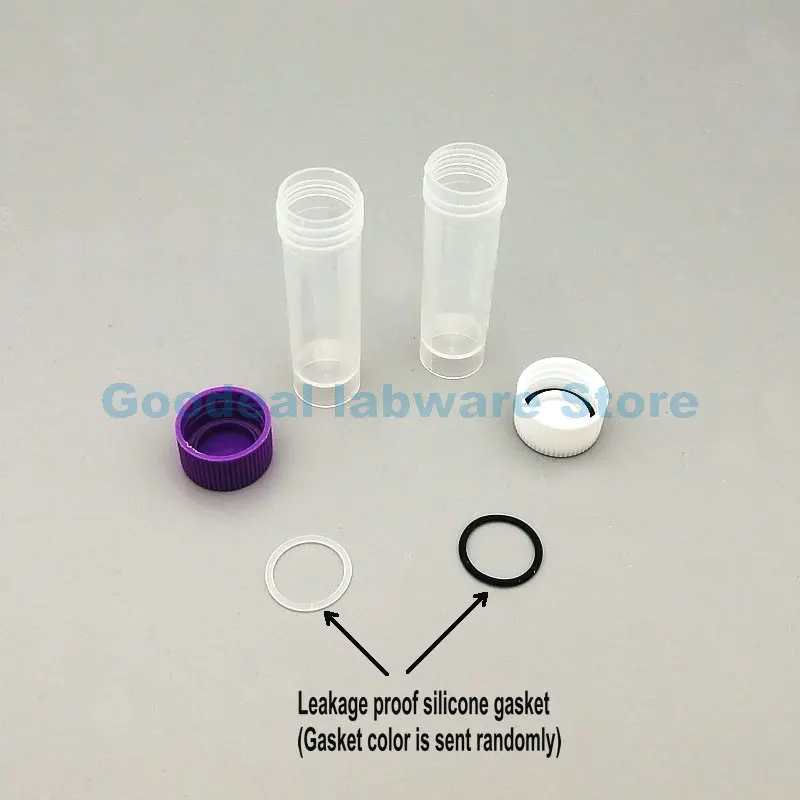 20pcs Lab 5ml Plastic Screw Mouth Freeze Pipe with Leakproof Washer,Transparent Cryovial with Scale,Reagent/Ink Storage Tube