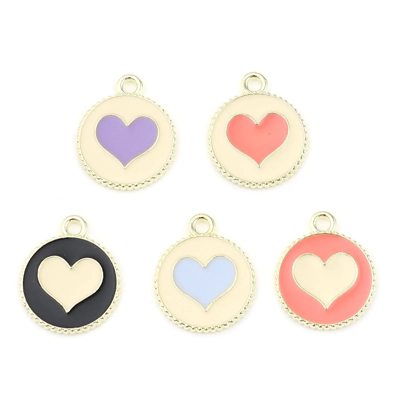 

20 PCs Sweet Round Heart Charms For Women Jewelry Gifts Making Colorful Heart Enamel Charms Pendants For Female Accessories