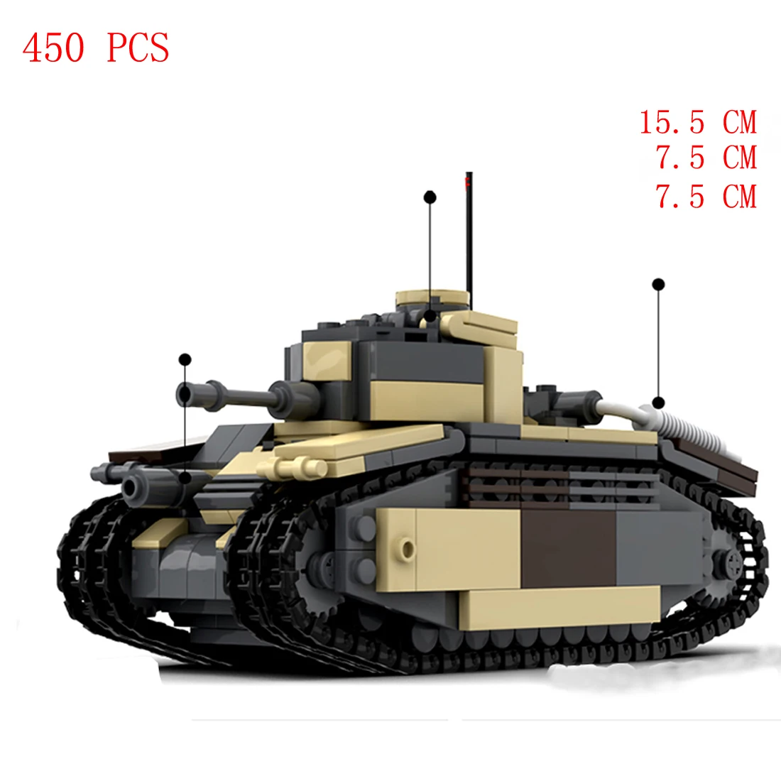 hot military WWII French Army technical vehicles char b1 heavy tank equipment weapons Building Blocks model bricks toys for gift