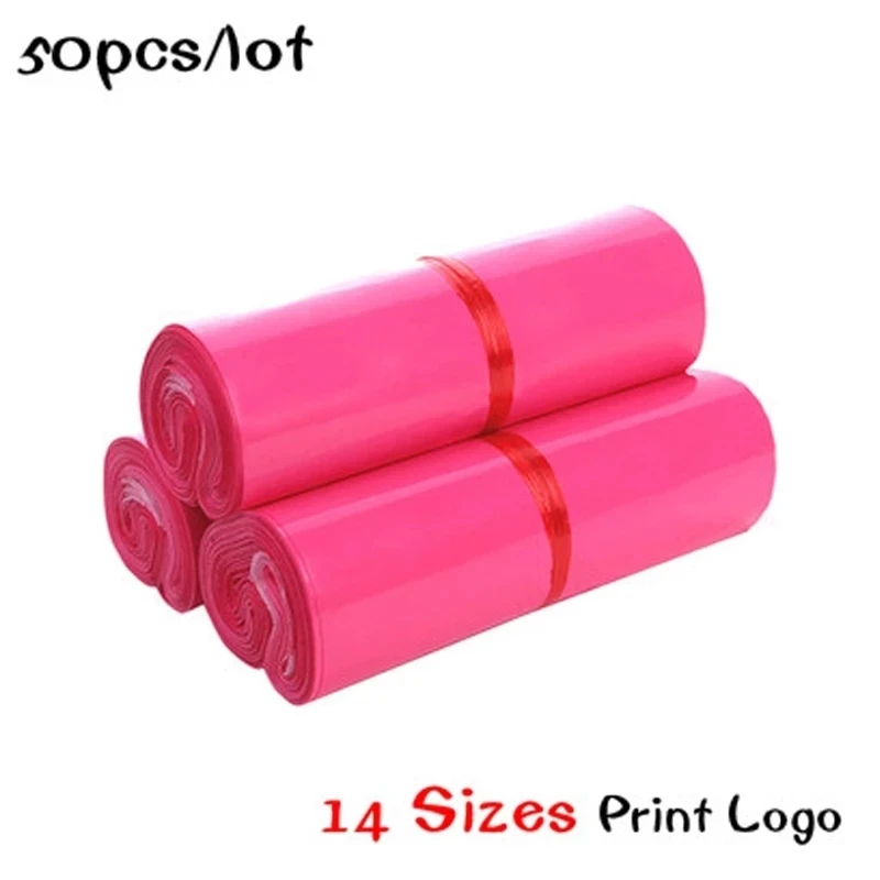 50Pcs/lots Dark Pink PE Envelope Express Bag Self-Seal Waterproof Clothing Storage Bags Plastic Thicken Poly Postal Shipping Bag