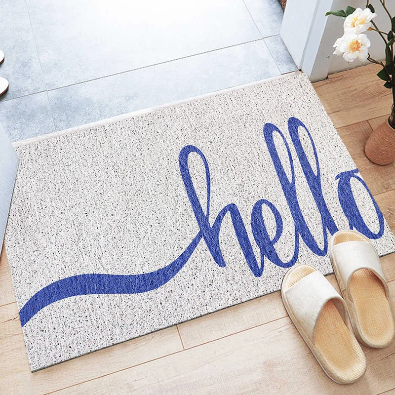 Hello Welcome Home Front Door Mat Kitchen Bedroom Bathroom Living Room Carpet PVC Non-slip Mat Dustproof Custom Entrance Doormat