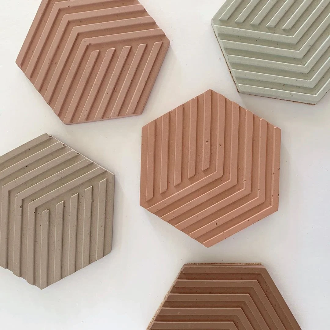 DIY Plaster Coaster Silicone Mold Hexagon Concrete Jewelry Display Tray  Epoxy Resin Striped Tea Cup Mat Cement Gypsum Molds