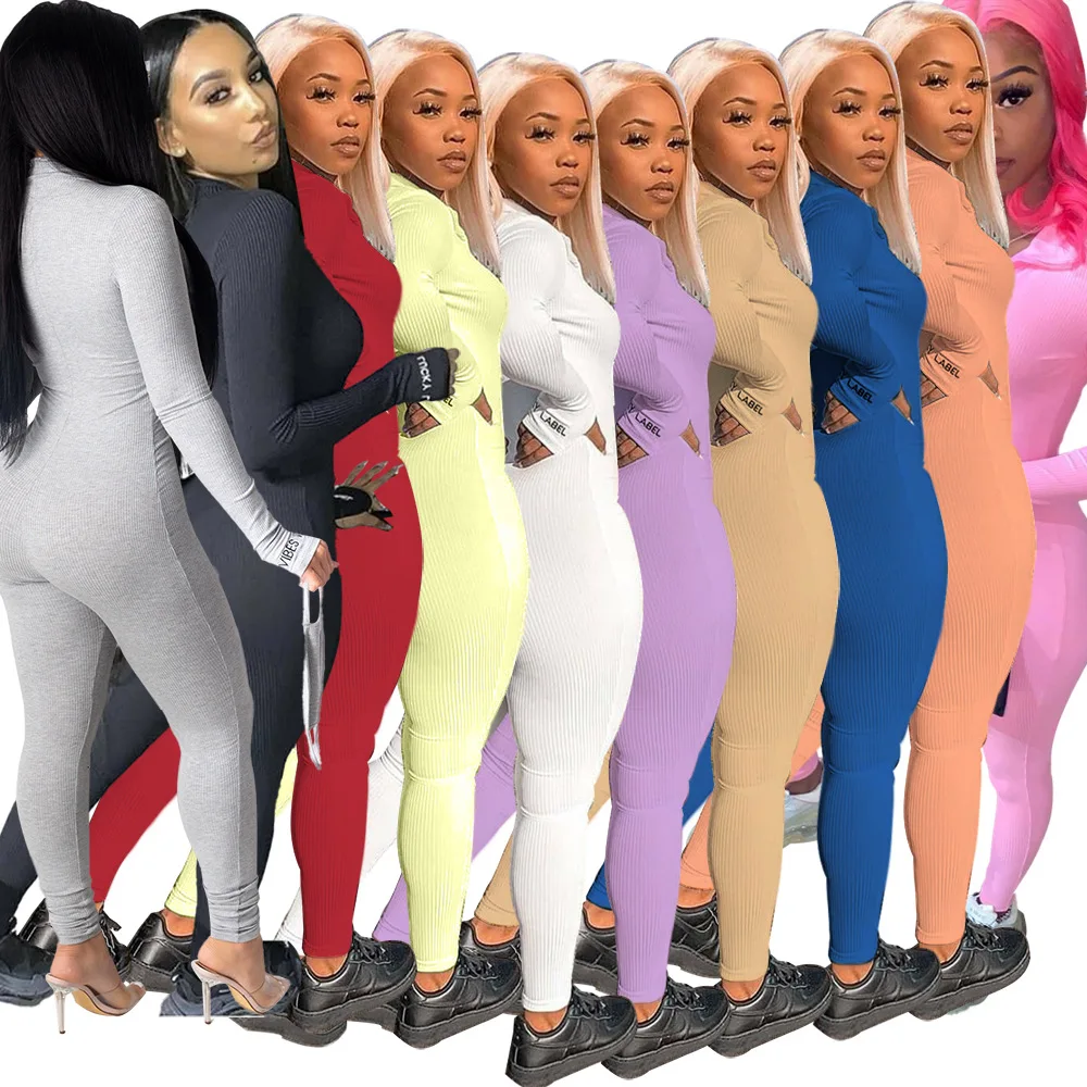 Winter Women Jumpsuits Solid Turtleneck Romper Slim Fit Thick Fabric Fitness Bodysuit Skinny One Piece Outfit Women