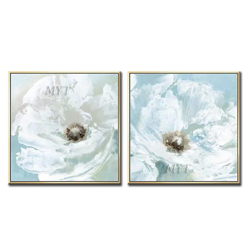 

White Flowers Abstract Handpainted Oil Painting Wall Art Home Decor Picture Modern Hand Painted Oil Painting On Canvas Unframe