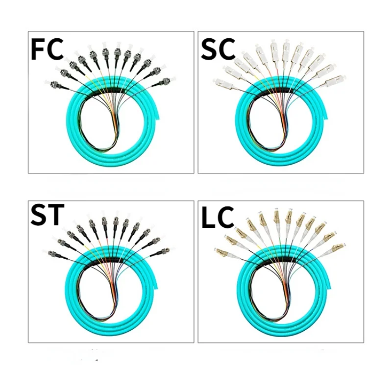 Pigtail Fiber Optics Patch Cord, OM3, Multimode, 0.9mm, 50/125 Jumper, SC, FC, ST, LC, Leather Cable, 1.5m, 10Pcs Lot