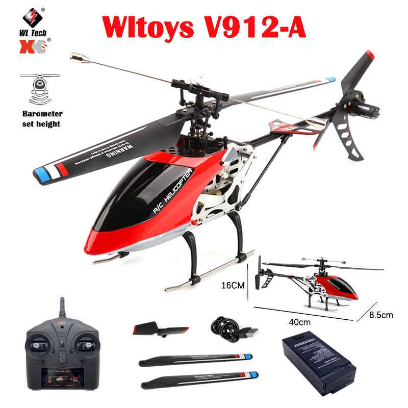 WLtoys XK V912A RC Helicopter 4CH 2.4G Fixed Height Helicopter Dual Motor Upgraded V912 Quadcopter Aircraft Toys For Kids Gifts