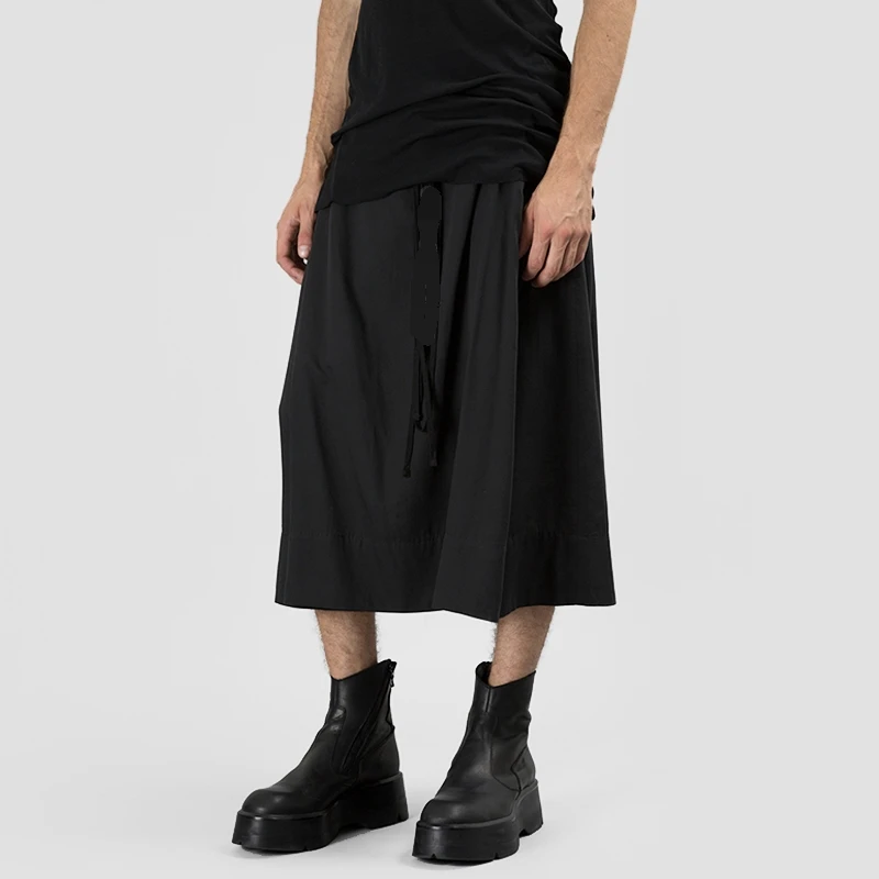 Men's summer cropped trousers structure silhouette men's trousers designer brand culottes simple loose large trousers