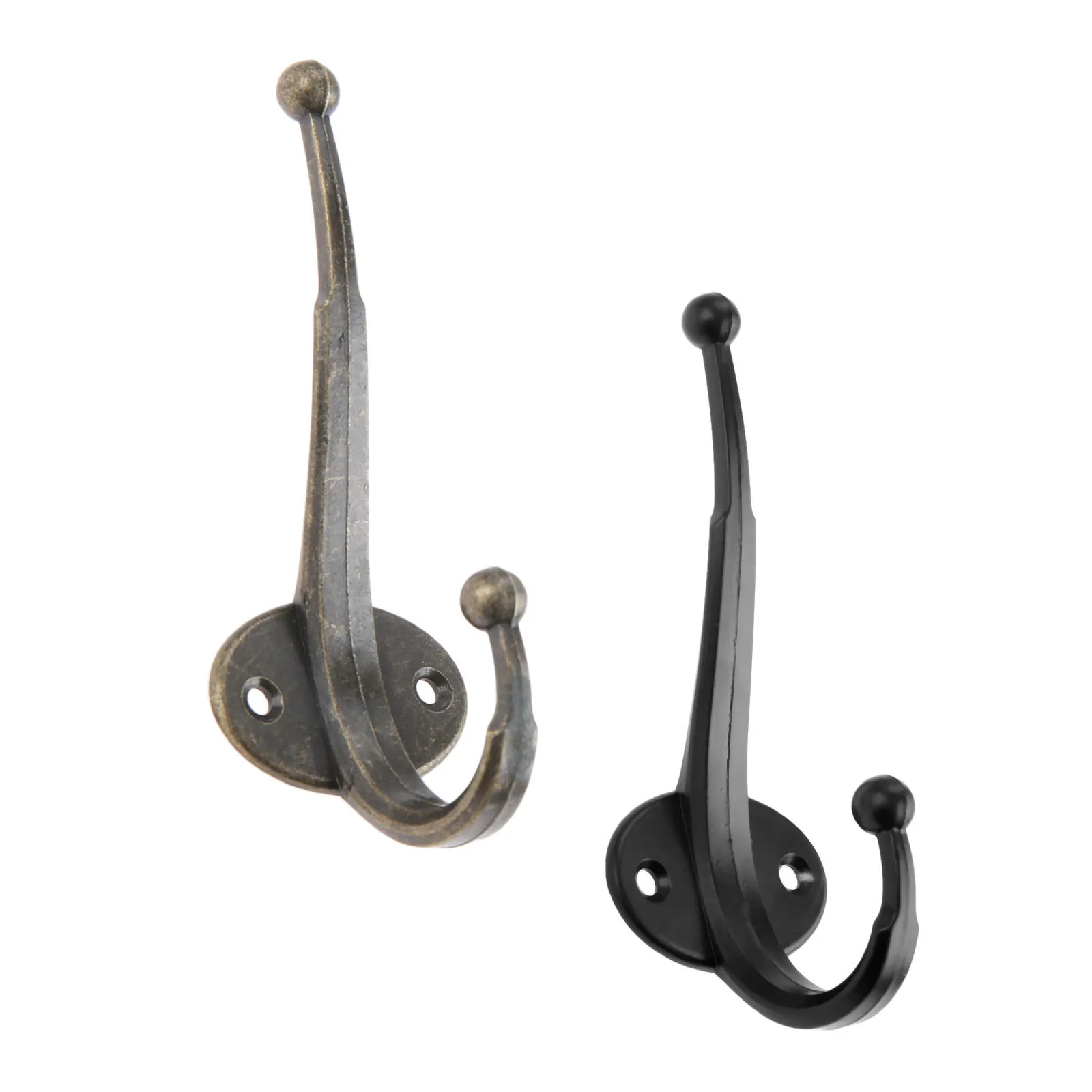 1pc Heavy Duty Metal Wall/Door Hooks Mounted Hanger w/screw Antique Bronze/Black Coat/Key/Bag/Towel/Hat Double Head 122mmx47mm