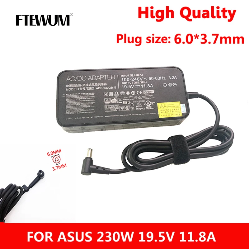 

230W Charger 19.5V 11.8A 6.0*3.7mm AC Notebook Laptop Adapter For For ASUS ROG GM501GS GX501V GX501VI GX501 GX501VI-XS75 Power