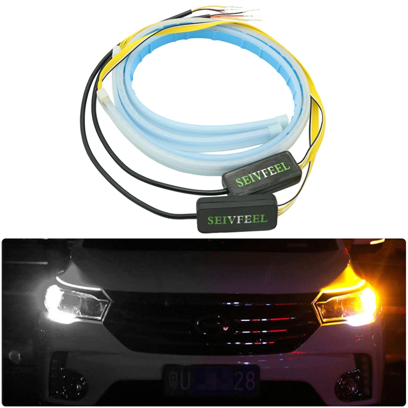 

2pcs LED DRL Car Daytime Running Light Flexible Waterproof Strip Turn Signal Lamp For Audi BMW VW Suzuki Mazda Citroen Hyundai