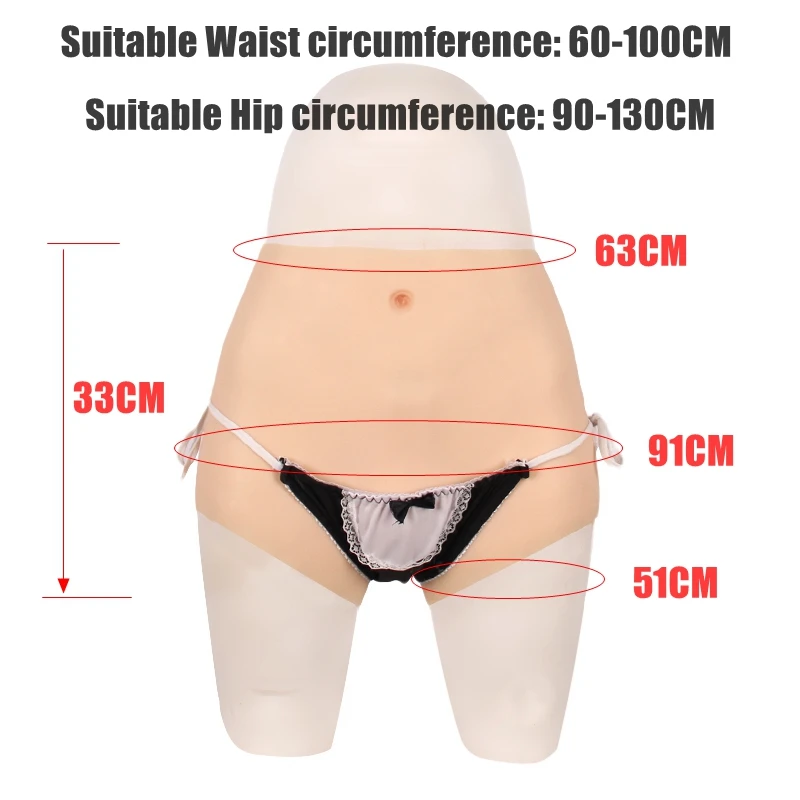 

91CM Silicone Realistic Vagina Panty Shemale Crossdresser Pussy Pants Transgender Artificial Sex Fake Underwear Enhancer Hip 2G