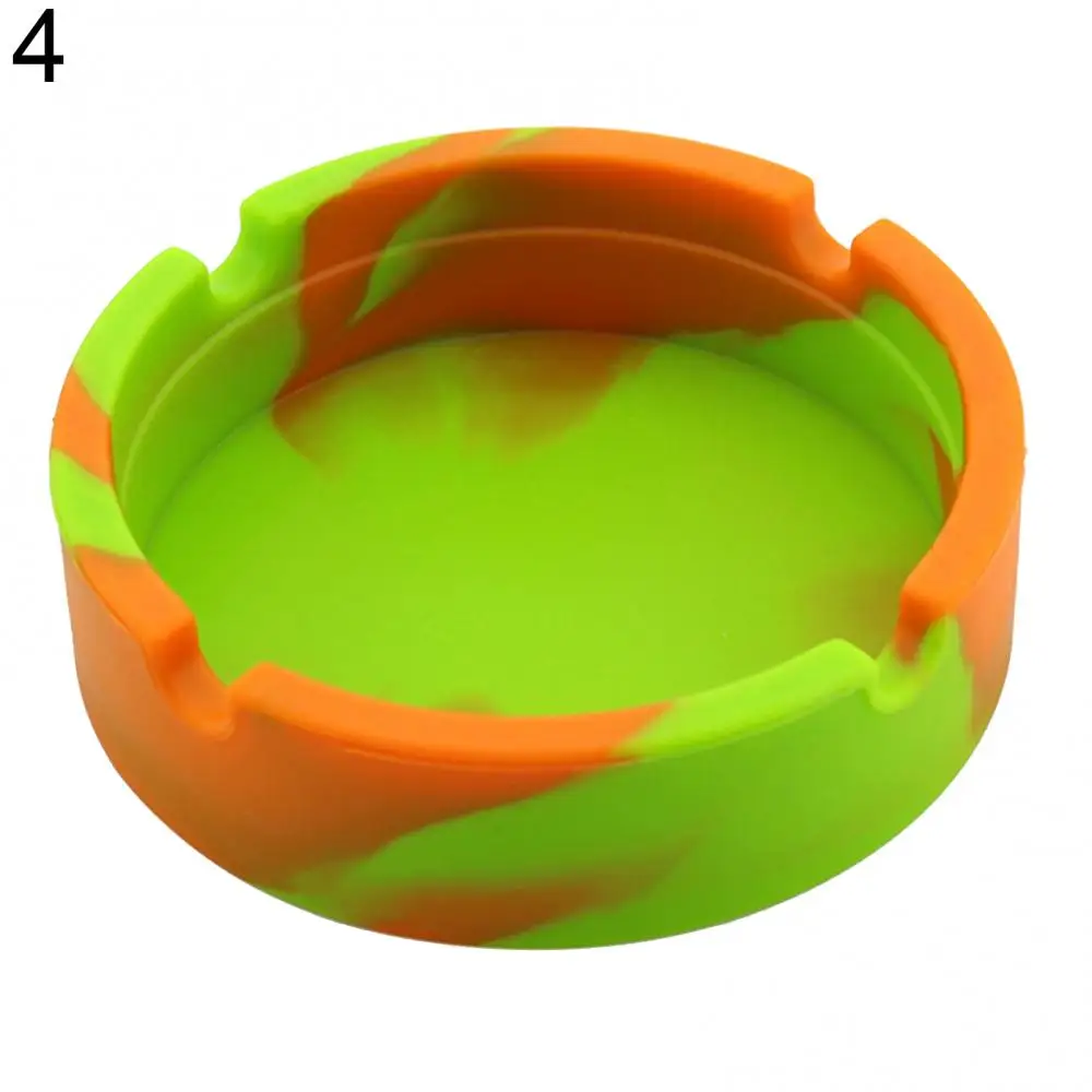 1 Pcs Ashtray Round Durable Protable  Round Silicone Home  Ashtray Camouflage Color Ash Holder Desktop Ashtray