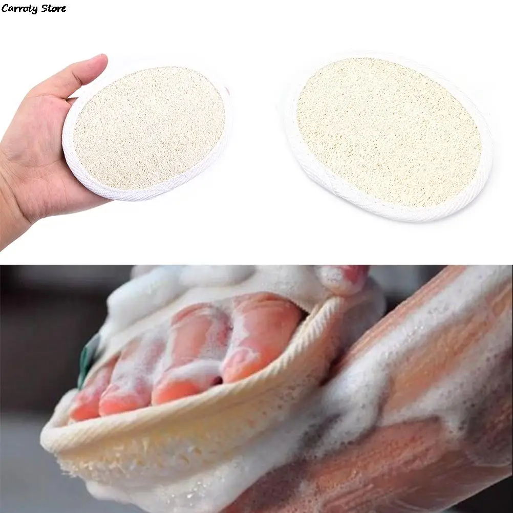 

1PC Natural Exfoliator Shower Bath Brush Massager Luffa Effective Spa Sponge White Polyester Bag Edge Back Body Cleaning Loofah