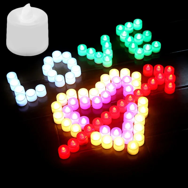 เทียน LED แบตเตอรี่ Multicolor โคมไฟเทียนจำลองชางานแต่งงานเทียนตกแต่งอุปกรณ์เสริม