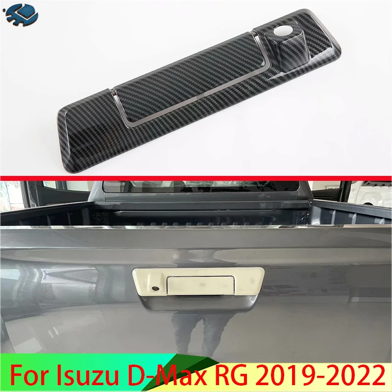 For Isuzu D-Max RG 2019-2022 Carbon Fiber Style Rear Trunk Tailgate Door Handle Bowl Catch Cover Trim Molding Garnish