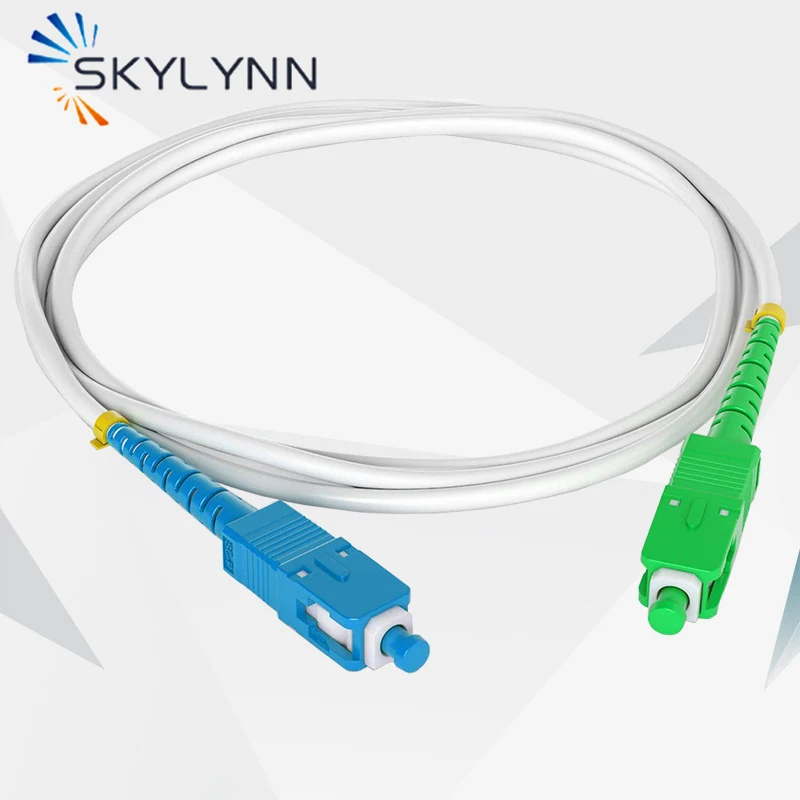 SKYLYNN 50 PCS 1 Meter SC/APC-SC/UPC Single Mode G657A2 Simplex Core 3.0mm Cable Optical Fiber Patch Cord White LSZH Jacket