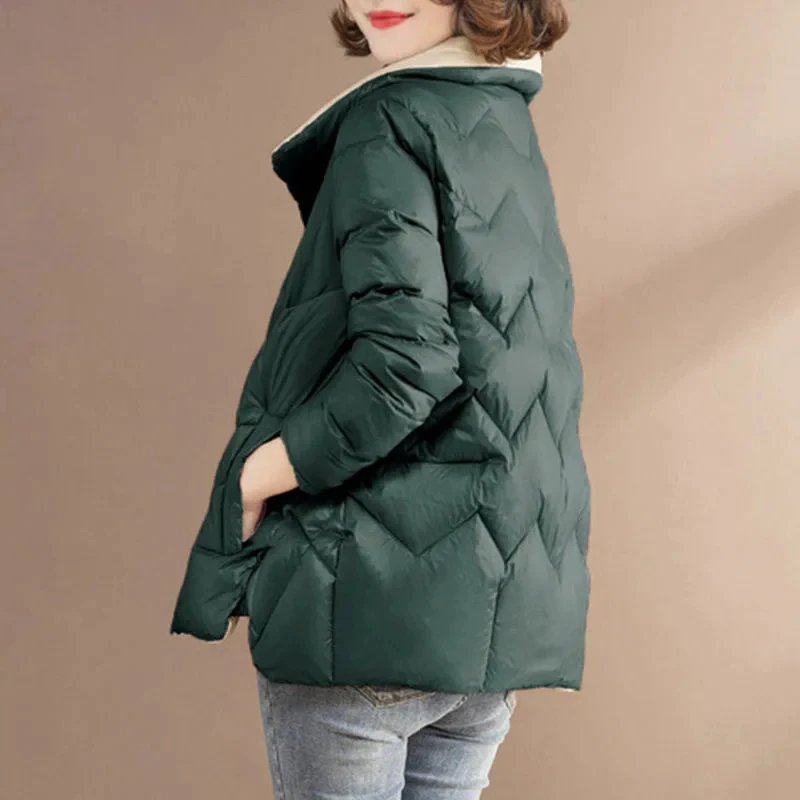 Women's Super Light Cropped Puffer Jacket Autumn Winter Warm Down Cotton Outwear Plus Size Vintage Parkas Loose Fashion Coat