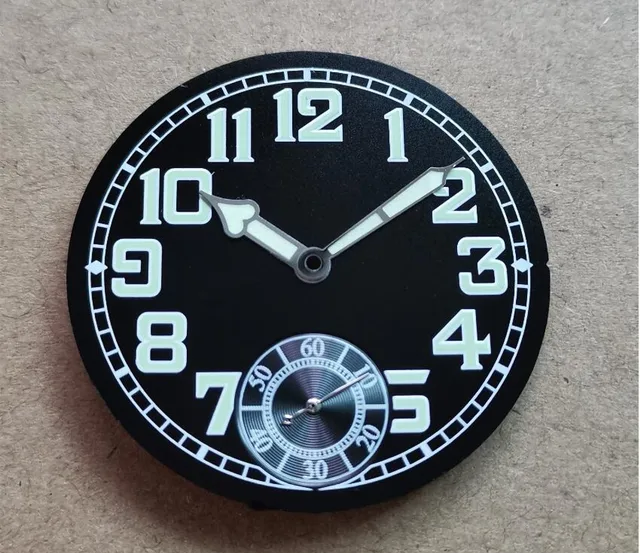 35mm części zegarka 6498 wybierania zielone duże cyfry luminous czarny sterylny zegarek tarcza do zegarka ręce fit ETA 6498 ruch mężczyzna zegarka