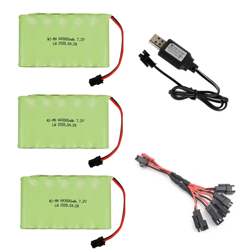 7.2V 3000mah نيمه بطارية ل Rc لعب سيارات خزانات الشاحنات الروبوتات البنادق قوارب AA 7.2V متولى حسن البطارية حزمة SM/JST/طامية/EL-2P التوصيل