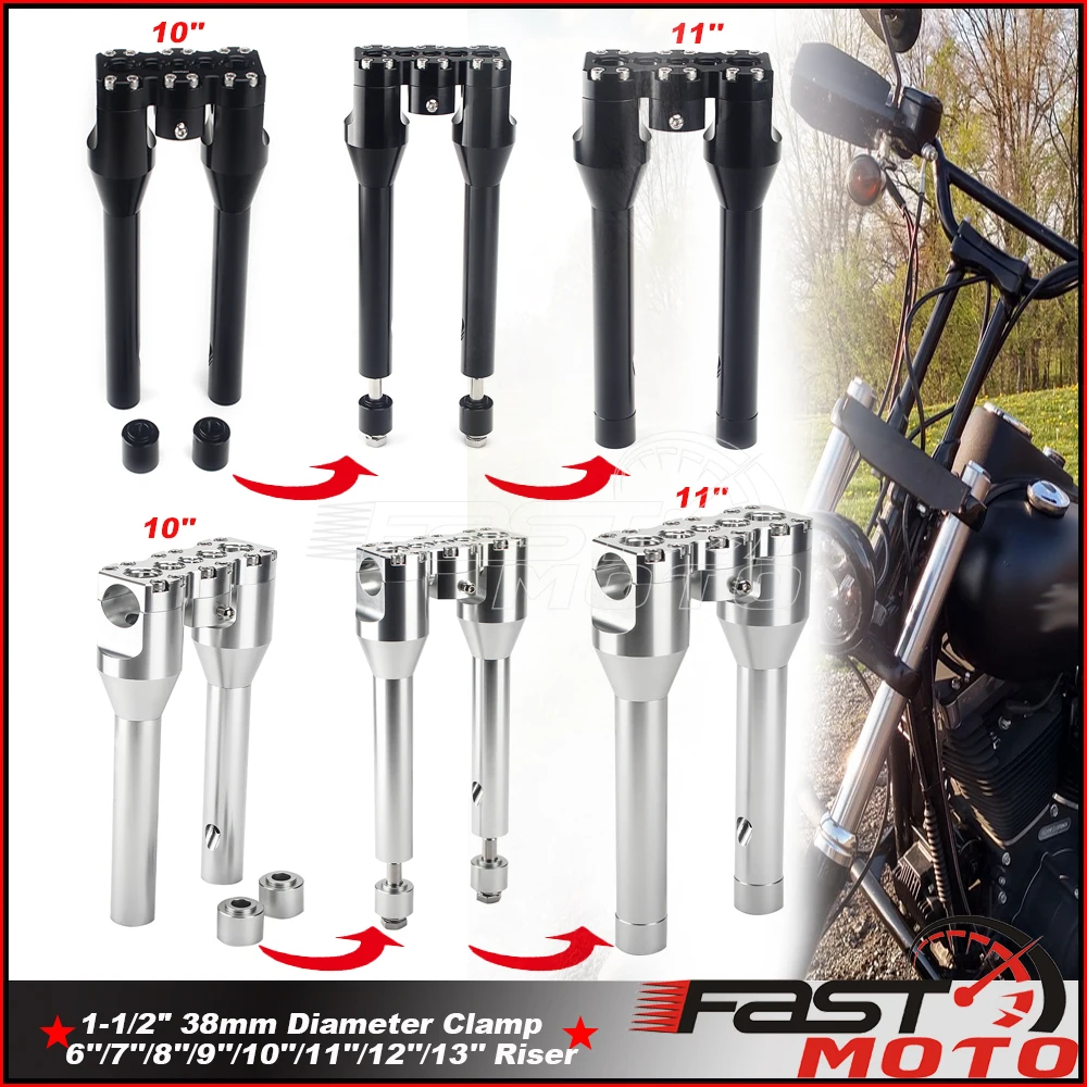 

Black Silver Motorbike 1-1/2'' Grip Mounting Risers Upright for Harley Sportster Bobber CNC Handle Bar Riser 3.5" Modified Rise