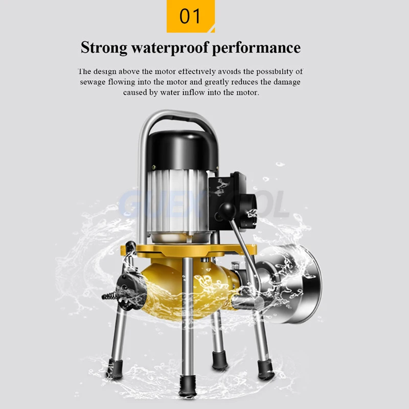 1500W GQ-180 Electric Pipe Dredging Machine Sewer Dredger Toilet Floor Drain Dredging Cleaning Machine Home Profession