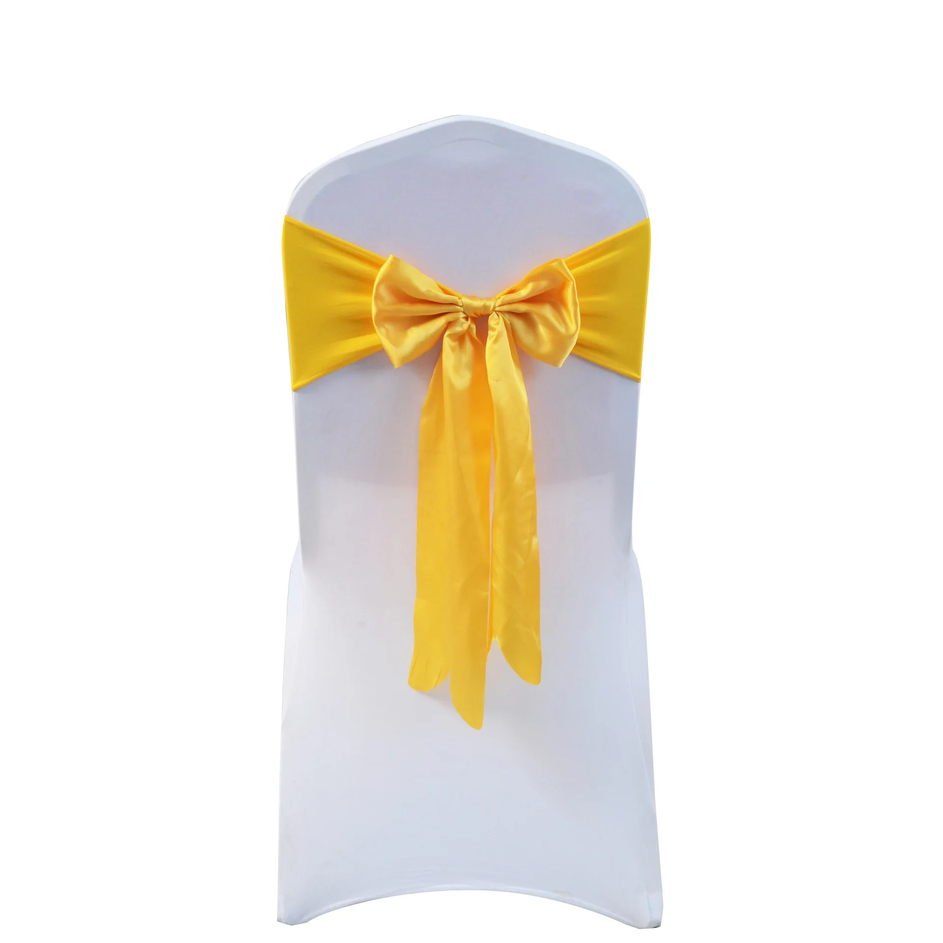 Spandex Chair Sashes, Satin Ribbon Bows for Wedding Events, Banquets Decoration, Elastic Chair Bands with Bow, Many Colors