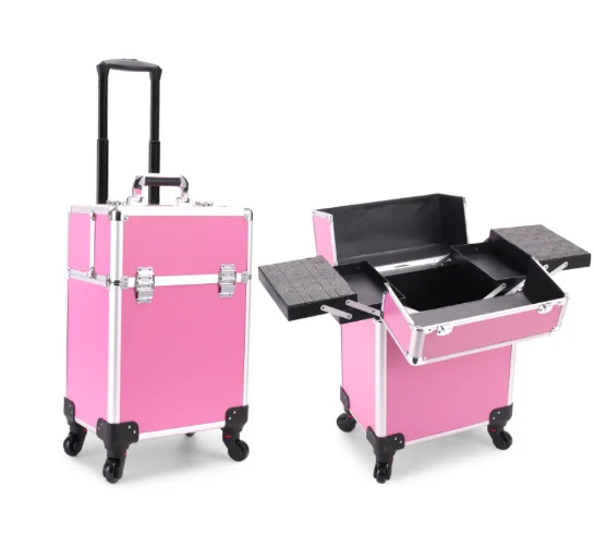 Rolling cosmetic case organizer Nail Tattoo Makeup Suitcase on wheels Professional Trolley Cosmetic Bag Rolling Makeup Suitcase