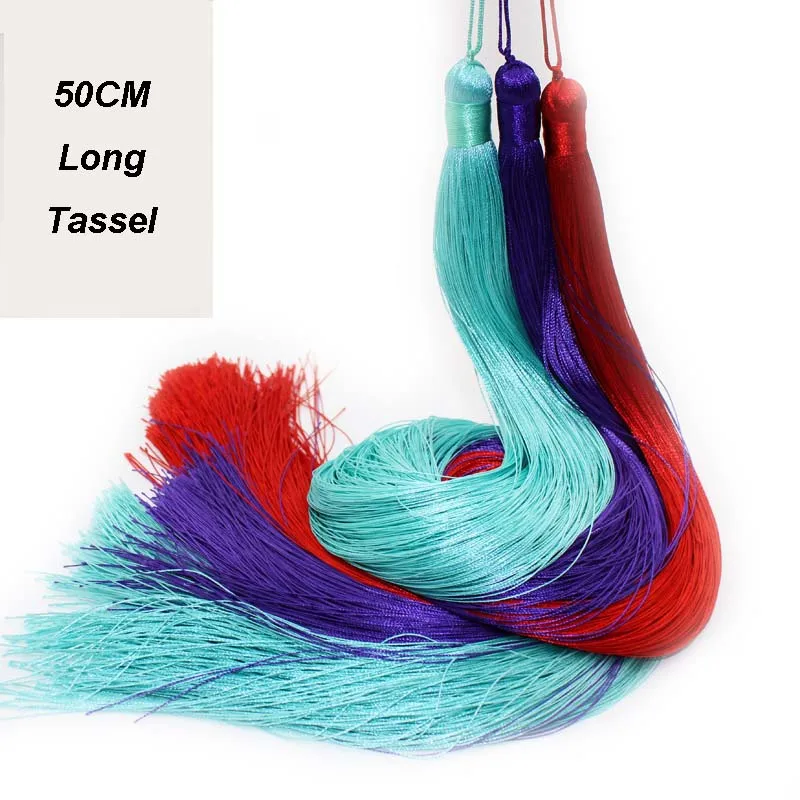 1PCS 50CM Overlength Silk Tassel Fringe Brush Tassels Trim DIY Craft For Sewing Curtains Accessories Decor Jewelry Finding