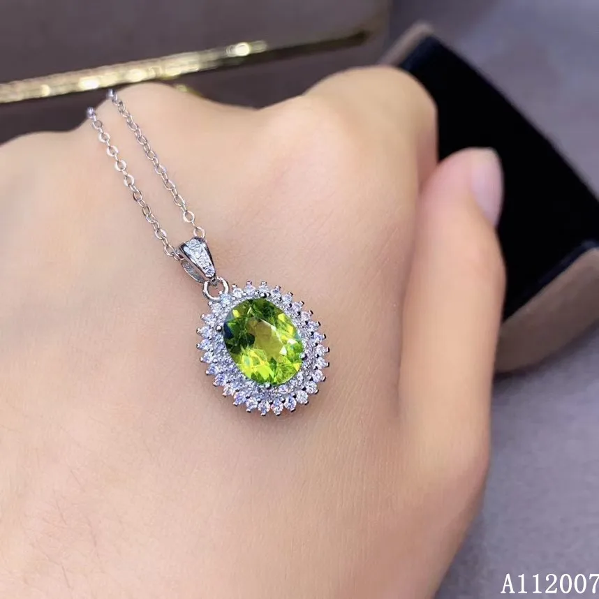 

KJJEAXCMY fine jewelry 925 pure silver inlaid natural peridot girl new Pendant Necklace popular Clavicle chain support test