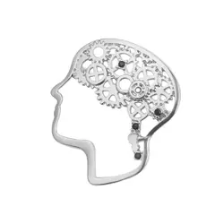 Creative Personality Brain Mechanical Brooches Hollow Metal Rhinestone Pins High Quality Denim Jacket Badge Brooches Jewelry