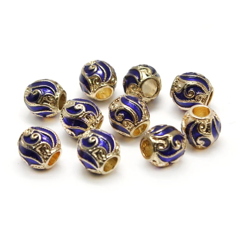 10pcs/lot Drop Oil Cloisonne Loose Spacer Beads for Jewelry Making Metal Bracelet Necklace Charm Beads Jewelry Accessories