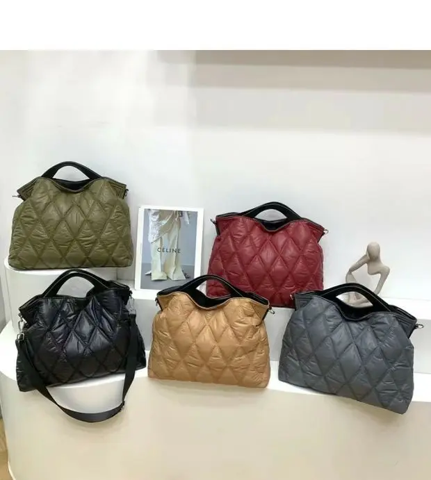 Casual Large Capacity Tote Padded Women Handbags Designer Lingge Quilted Shoulder Bags Luxury Nylon Sapce Padded Crossbody Bag