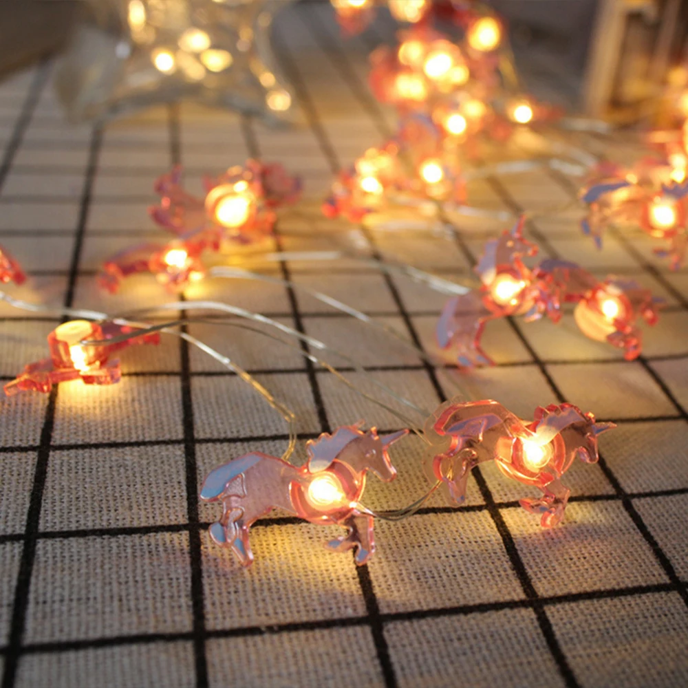 Battery Powered LED String Light 2M 20LEDs Fairy Pineapple Rainbow Flamingo Unicorn Star Shape LED Garland Light for Decoration